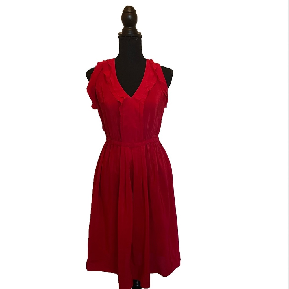Ann Taylor Loft red 100% silk dress Size 0